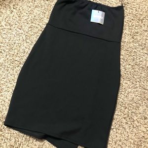 Black mini dress with slit